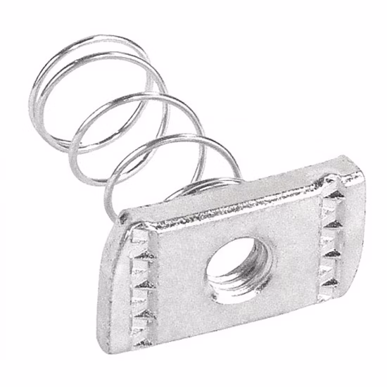 Fabricado en China Acero al carbono Acero inoxidable Perfil de aluminio Accesorios mecánicos solares Tuerca con placa de resorte Galvanizada